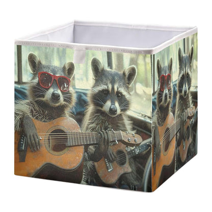 YETTASBIN Funny Raccoon Cube Storage Bin, Large Foldable Organizer for Nursery and Closet