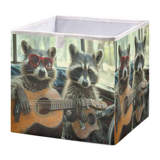 YETTASBIN Funny Raccoon Cube Storage Bin, Large Foldable Organizer for Nursery and Closet