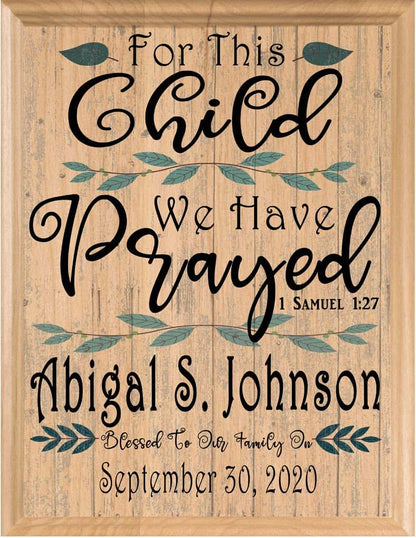 Broad Bay For This Child We Have Prayed Personalized Nursery Wall Art