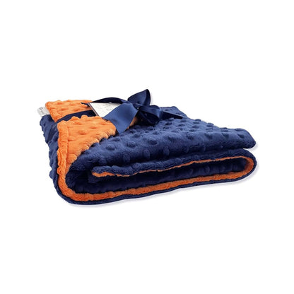 MEG ORIGINAL Minky Dot Baby Boy Blanket, Navy Blue & Orange (photo 4)