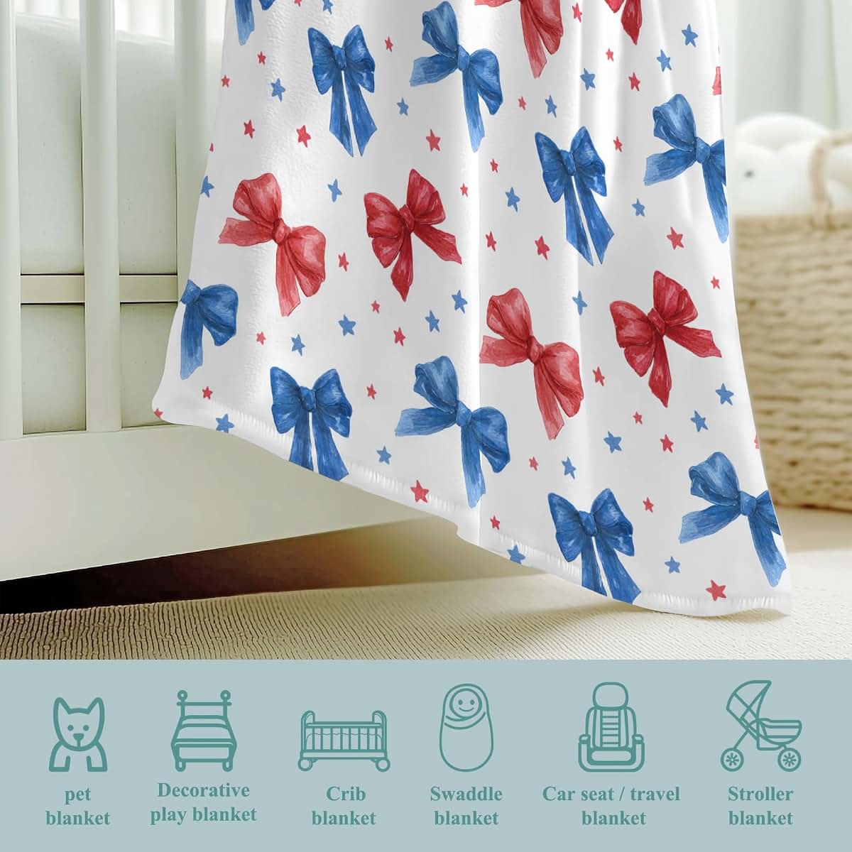 Wicbfdfv Patriotic Flannel Baby Blanket