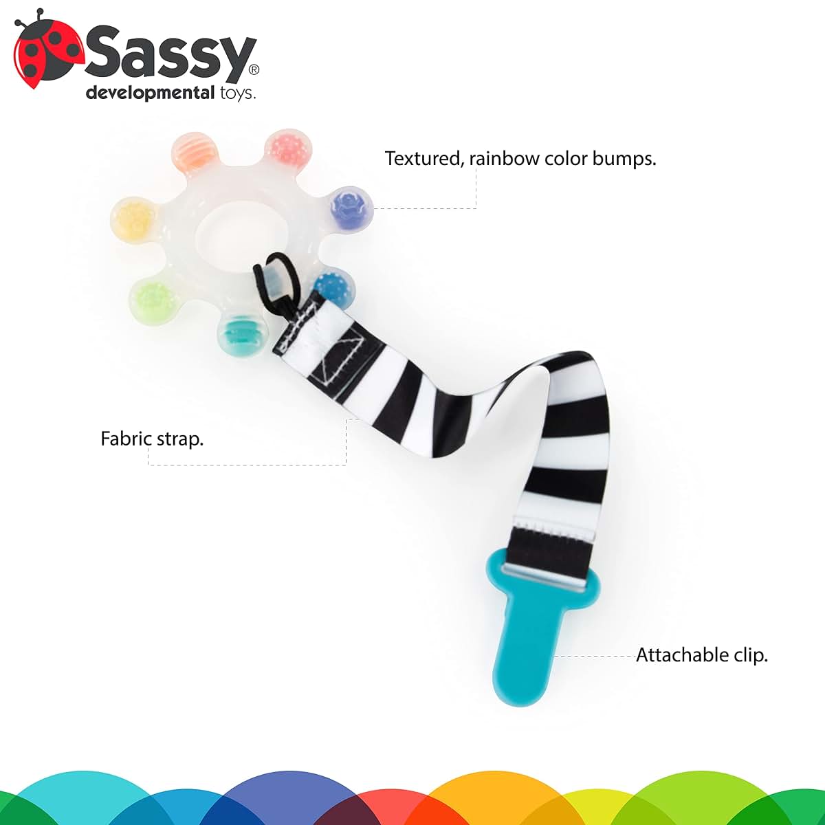 Rainbow Star Silicone Teether with Keeper for Baby Dental Use