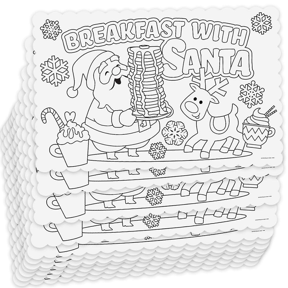 Fun Express Color You Own Breakfast with Santa Placemats - Craft Kits - 12 Pieces