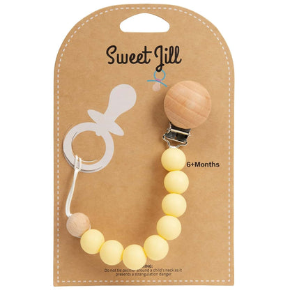 Sweet Jill Yellow Silicone Bead Pacifier Clip