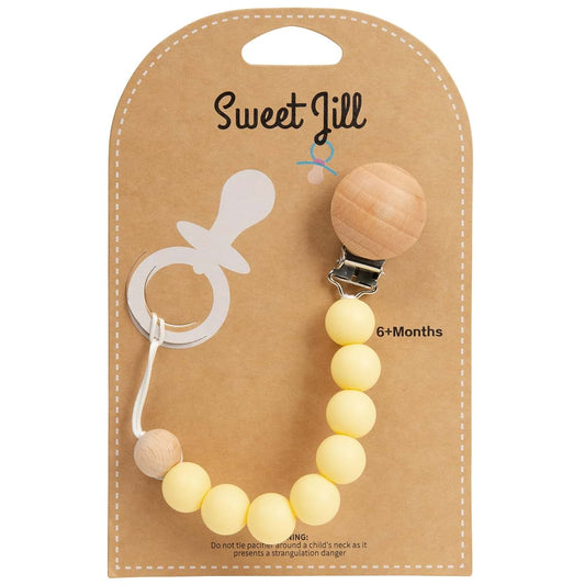 Sweet Jill Yellow Silicone Bead Pacifier Clip