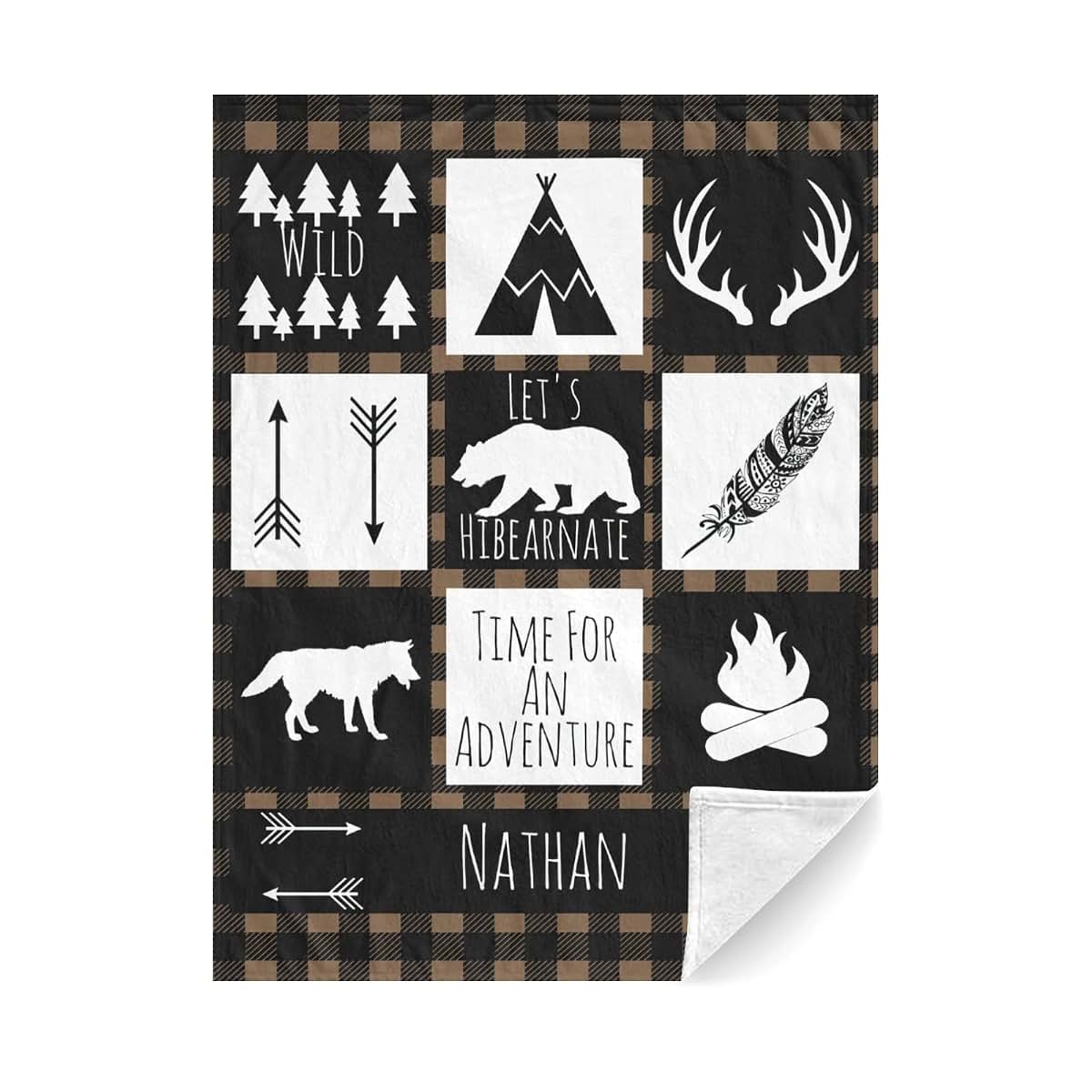 CADE Customize Baby Blanket for Boys Personalized Woodland Baby Blanket with Name Custom Gifts for Baby Shower