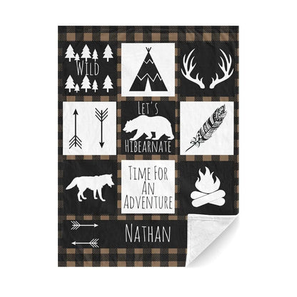 CADE Customize Baby Blanket for Boys Personalized Woodland Baby Blanket with Name Custom Gifts for Baby Shower