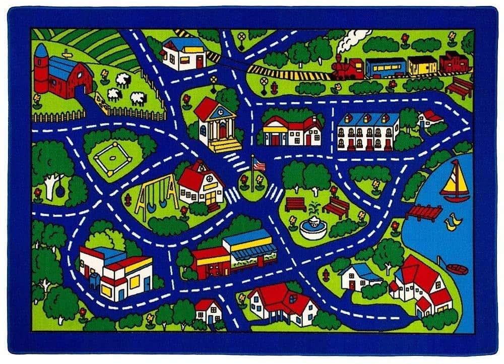 Champion City Roads Map Play Rug For Kids Rooms And Playrooms