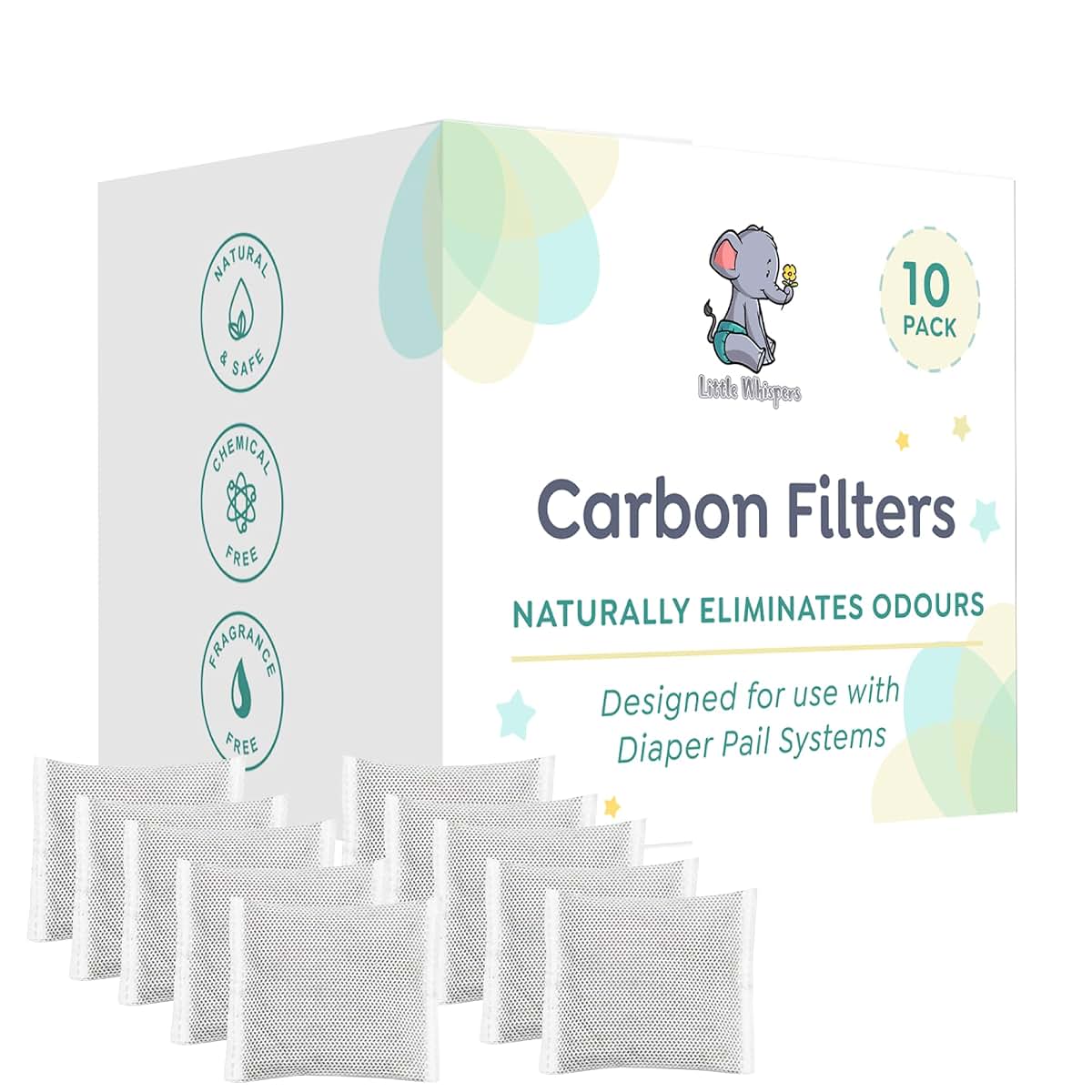 LittleWhispers Diaper Pail Odor Absorber - 10 Pack