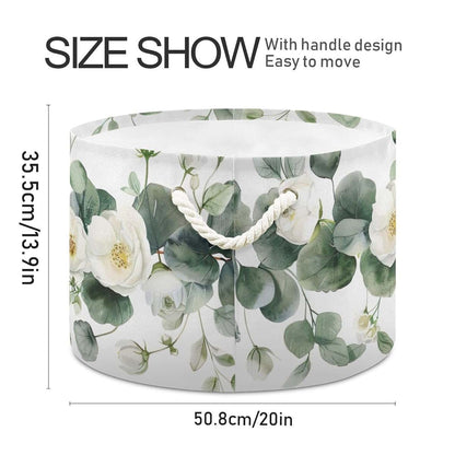 Goodold Watercolor Eucalyptus Pattern Extra Large Storage Basket 20 X 14 Inch