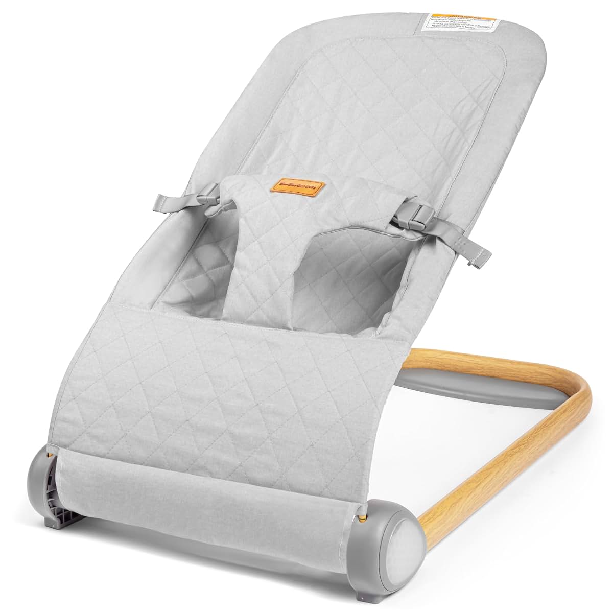 BaeBae Goods Baby Bouncer Seat, Breathable Fabric, Light Grey