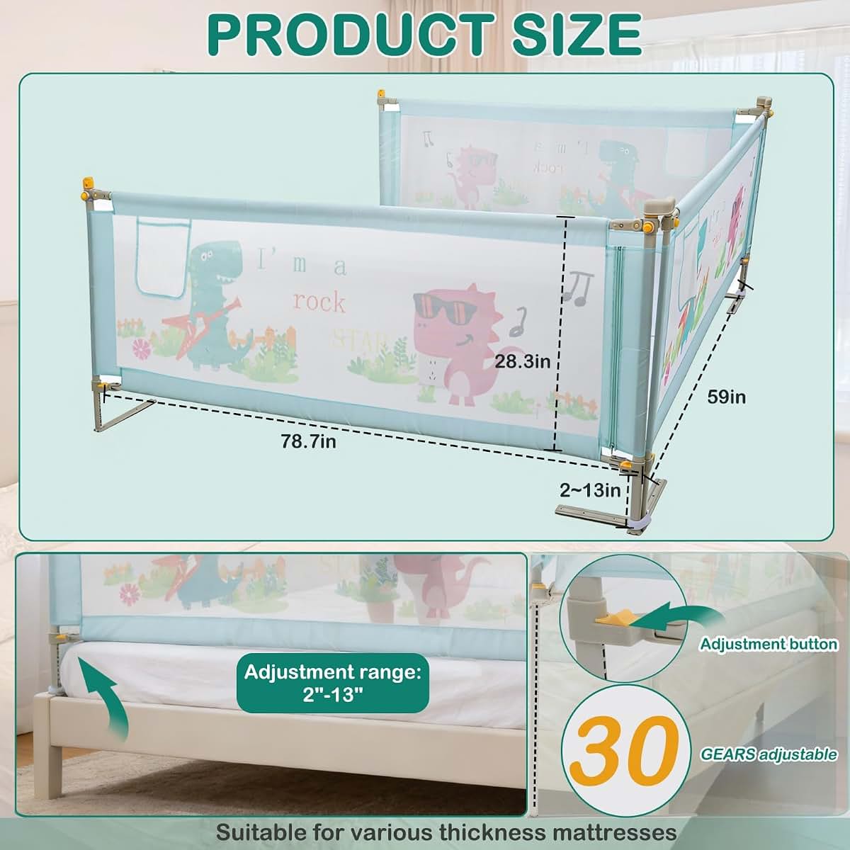 VIUEANR Bed Rail for Toddlers Twin Mattress Size Side Guard (photo 4)