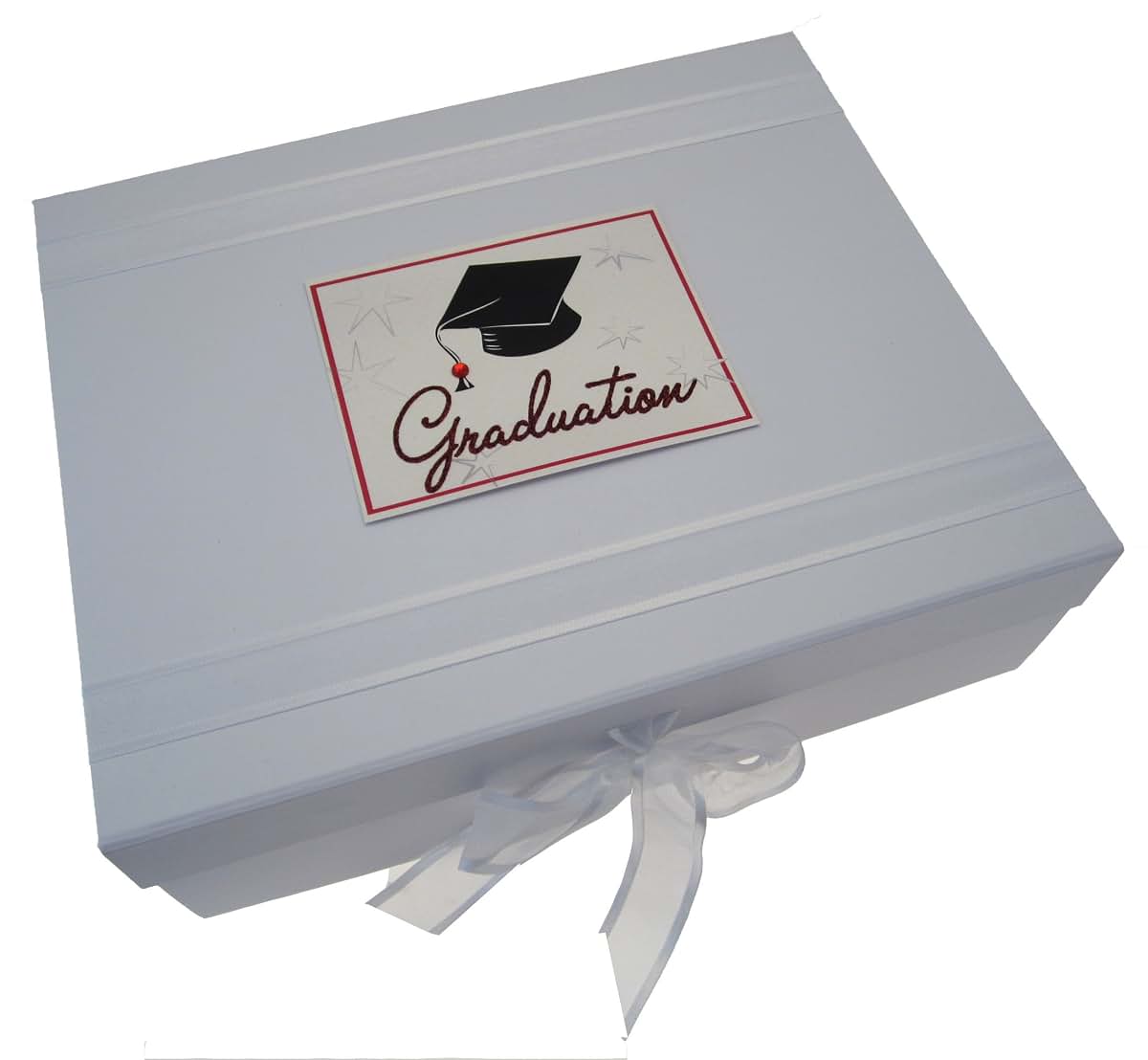 White Cotton Cards Graduation Cap Large Keepsake Box with Magnetic Lid