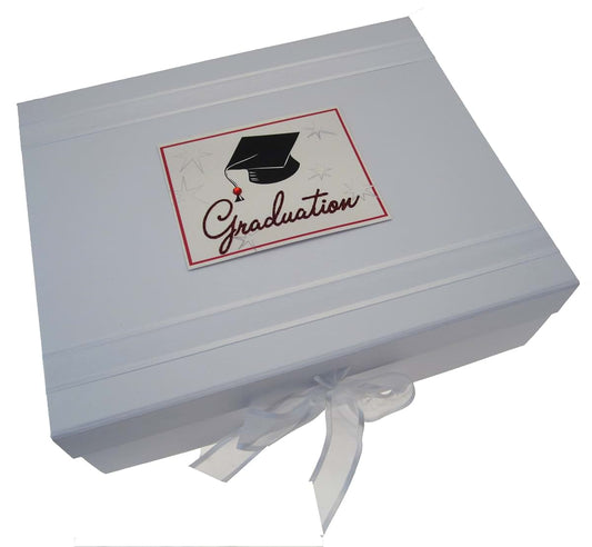 White Cotton Cards Graduation Cap Large Keepsake Box with Magnetic Lid
