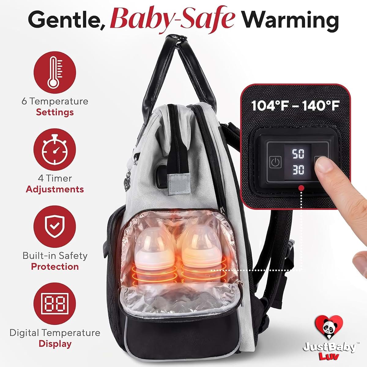 JustBaby Luv Premium Baby Diaper Bag with Changing Station, Diaper Bag Backpack w/ Pad (photo 2)