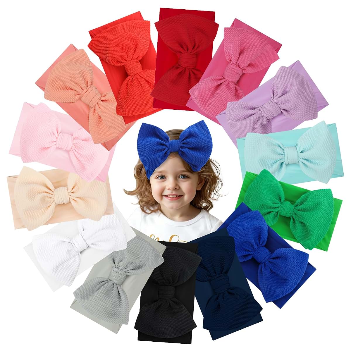 YanJie Baby Bow Headbands Set of 14 One Size Fits All