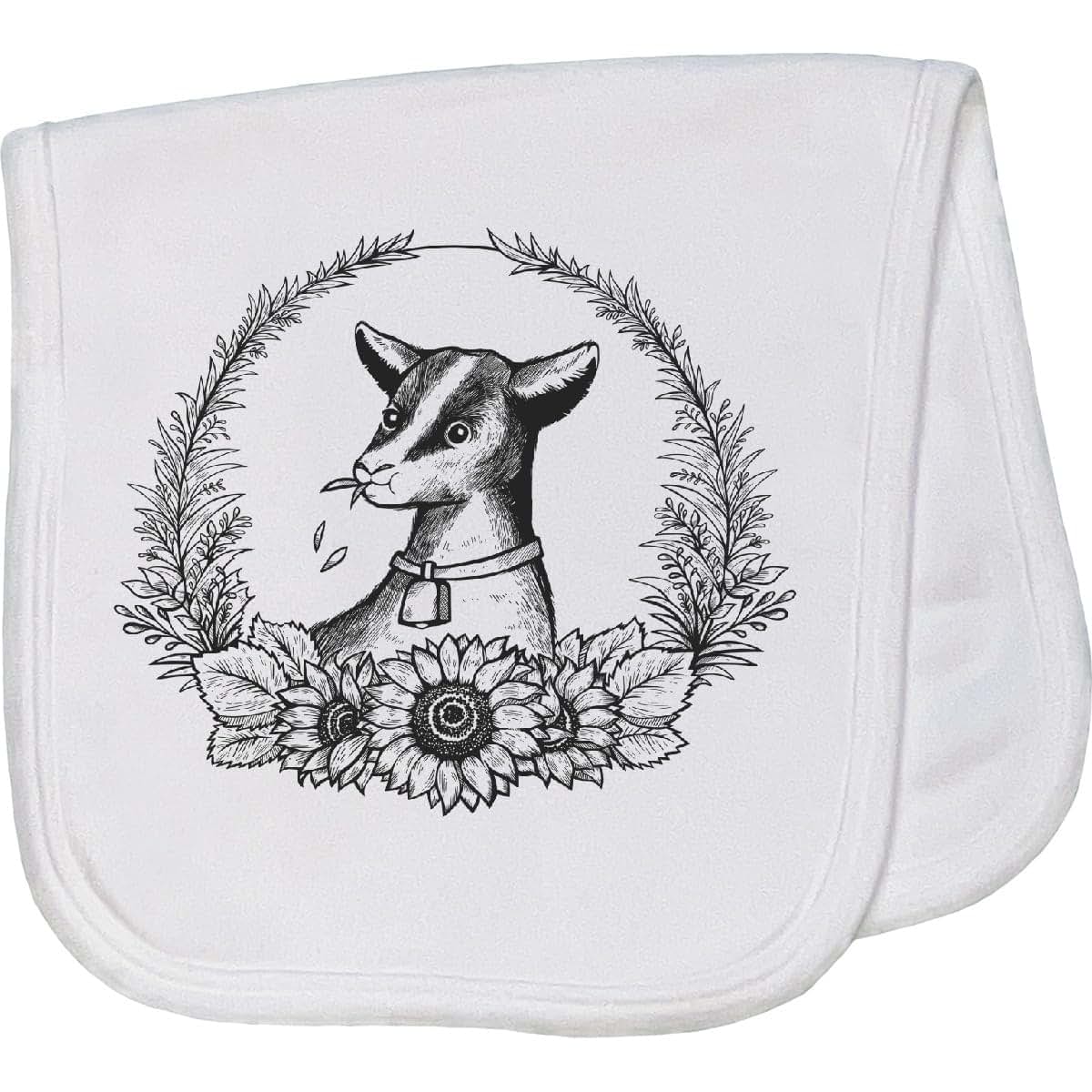 Inktastic Floral Goat Wreath Burp Cloth
