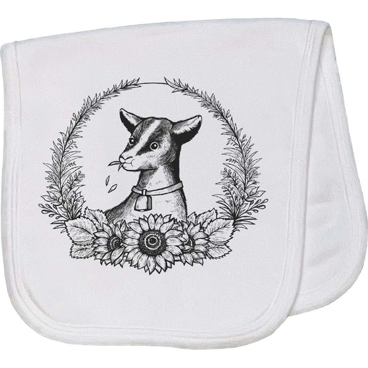 Inktastic Floral Goat Wreath Burp Cloth