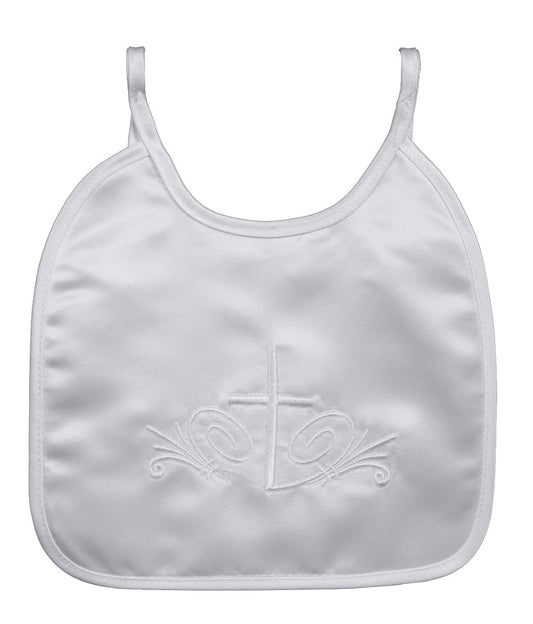 Swea Pea and Lilli Satin Bib with Embroidered Cross BB-5