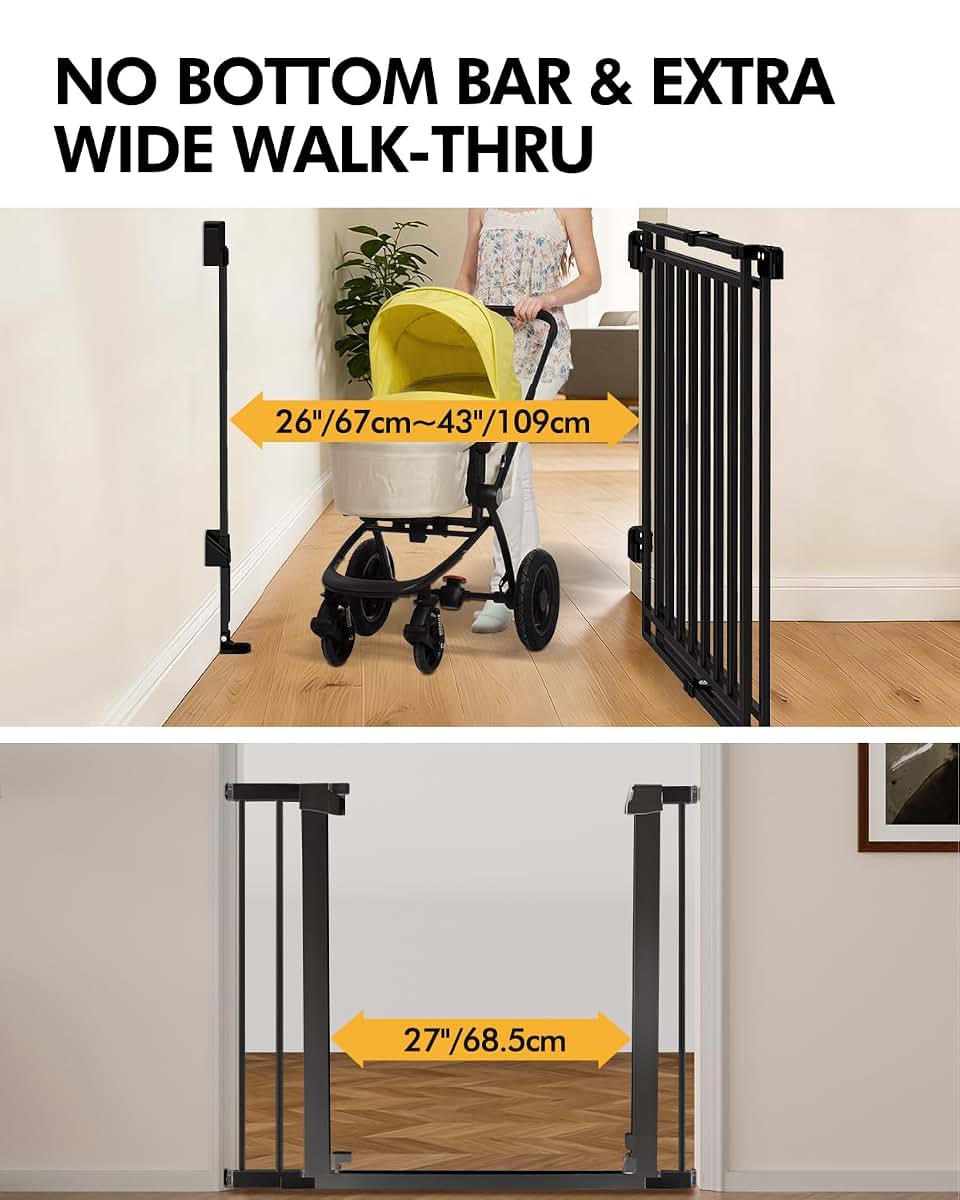 BabyOneStop Baby And Dog Gate, 26.4-43 Inch Adjustable Width