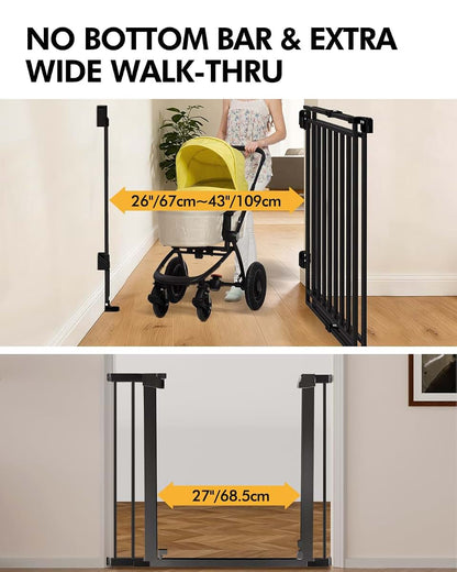 BabyOneStop Baby And Dog Gate, 26.4-43 Inch Adjustable Width