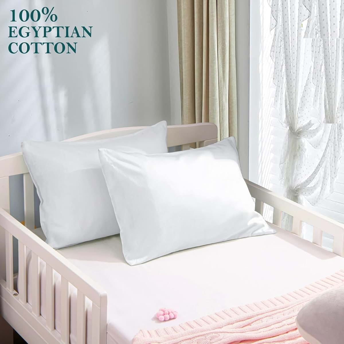 The3amenterprise Toddler Pillowcases, 13x18 Inch White Solid 100% Soft Egyptian (Set of 2) (photo 2)