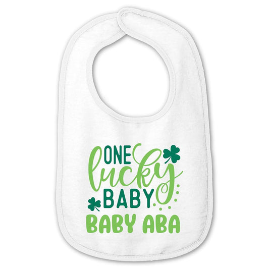 Smiling Jindo Personalized St. Patrick’s Day Baby Bib – “One Lucky Baby” Design with Custom Name, Soft Cotton Terry