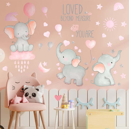 Outus 7 Pcs Elephant Wall Stickers for Baby Room Decor