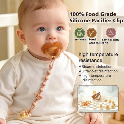 Boniboo Silicone Pacifier Clip Set - 4 Pack Rainbow Toy Holder (photo 2)