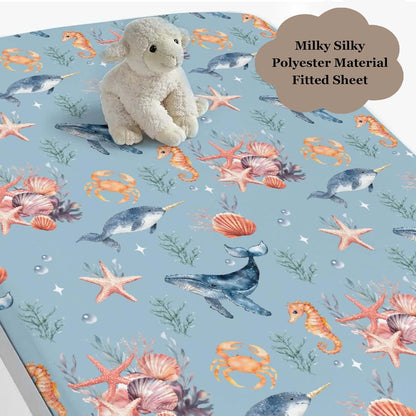 Wicbfdfv Watercolor Blue Whales Fitted Crib Sheet (photo 3)