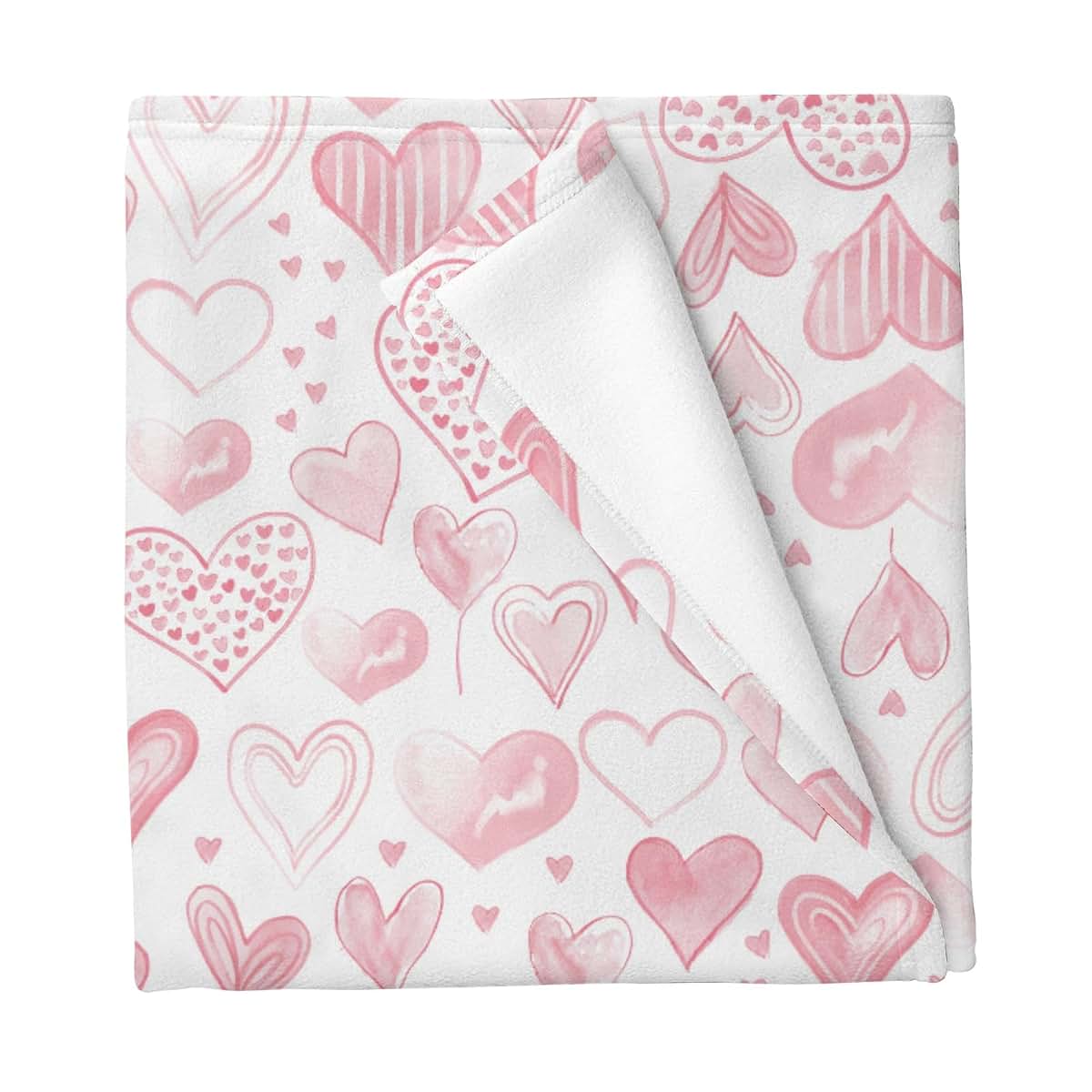 Cstdyfrv Pink Heart Print Baby Blanket, 50x60 Inch Soft Flannel Swaddle