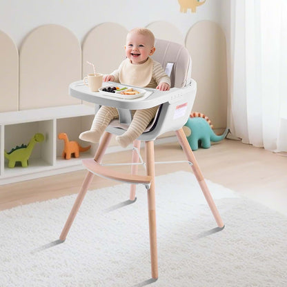 jincheng High Chairs for Babies and Toddlers,3 in 1 Convertible Wooden highchair, Baby High Chair with Adjustable (photo 2)