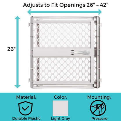 PEDXVNI Pressure-Mount Plastic Safety Gate with Tool-Free Installation, One-Hand Operation, Wall Cups, Adjustable (photo 4)