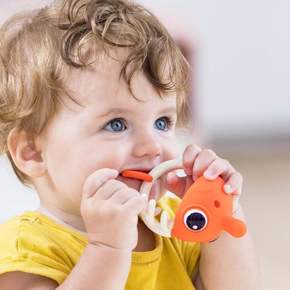 Mombella Clownfish Teething Toys for Babies 3-12 Months, Orange