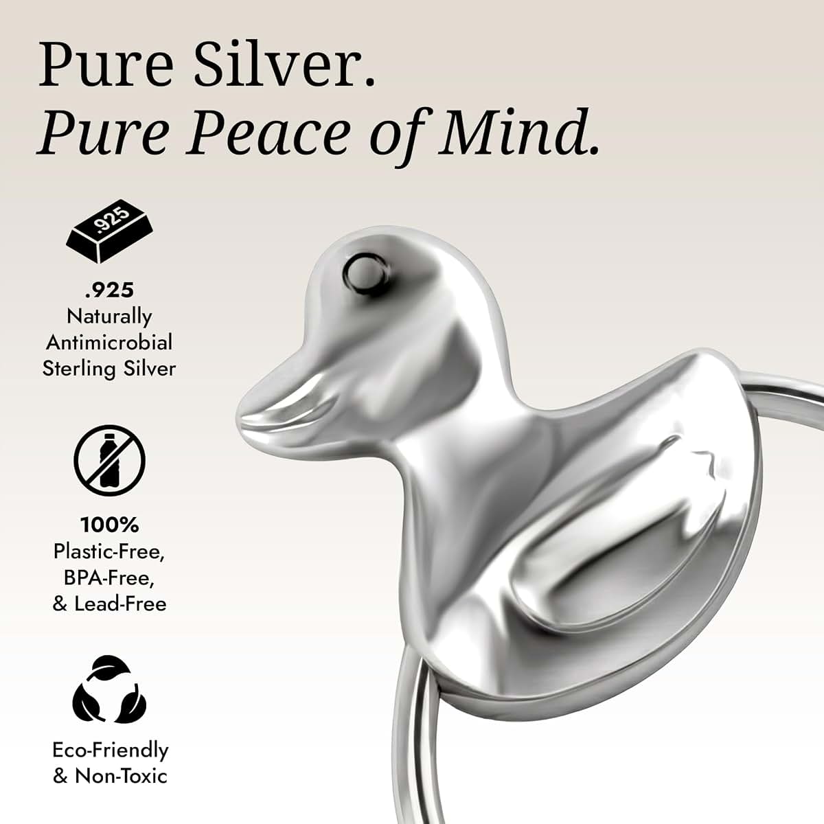 Krysaliis Duck 925 Sterling Silver Teether Rattle Ring (photo 4)