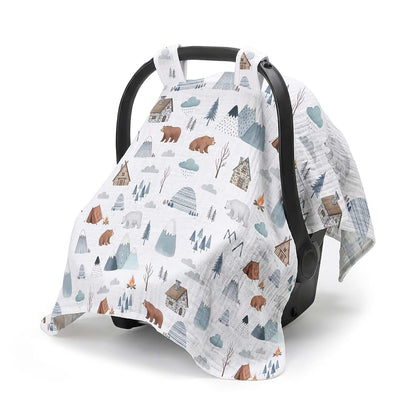 Muslin Cotton Car Seat Canopy Cover for Baby Boy or Girl
