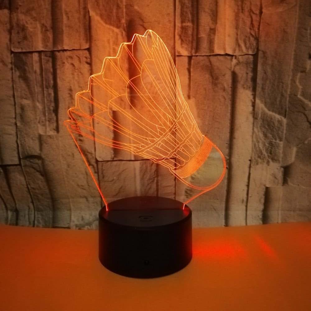 Jinnwell 3D Badminton Night Light Lamp Illusion Night Light 7 Color Changing Touch Switch Table Desk Decoration Lamps (photo 2)