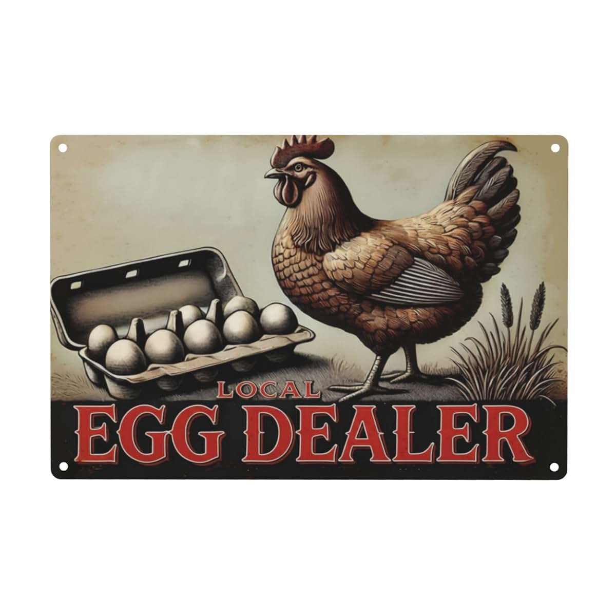 URVIP Local Egg Dealer Funny Chicken Coop Sign Aluminum 8x12 Inches