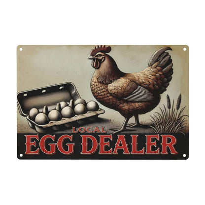 URVIP Local Egg Dealer Funny Chicken Coop Sign Aluminum 8x12 Inches