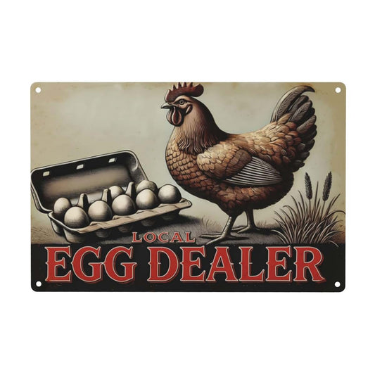 URVIP Local Egg Dealer Funny Chicken Coop Sign Aluminum 8x12 Inches