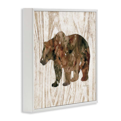 Stupell Industries Forest Bear Watercolor Silhouette Framed Giclee Art