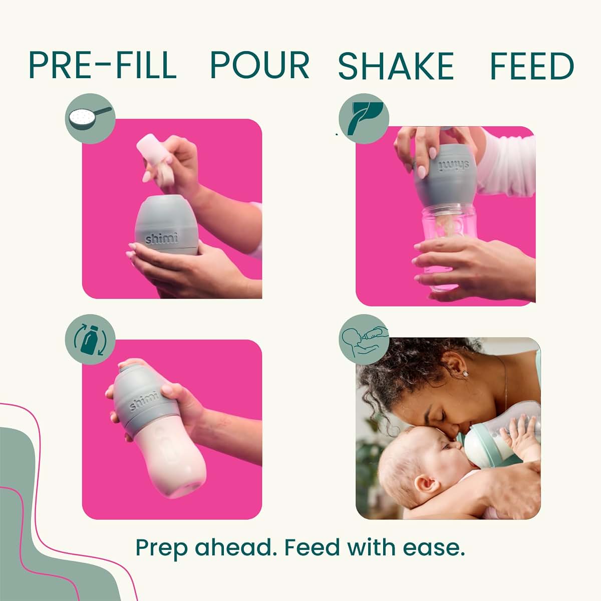 Shimi Formula Bottle with Refillable Pods and Anti-Colic Nipple (Pack of 2)