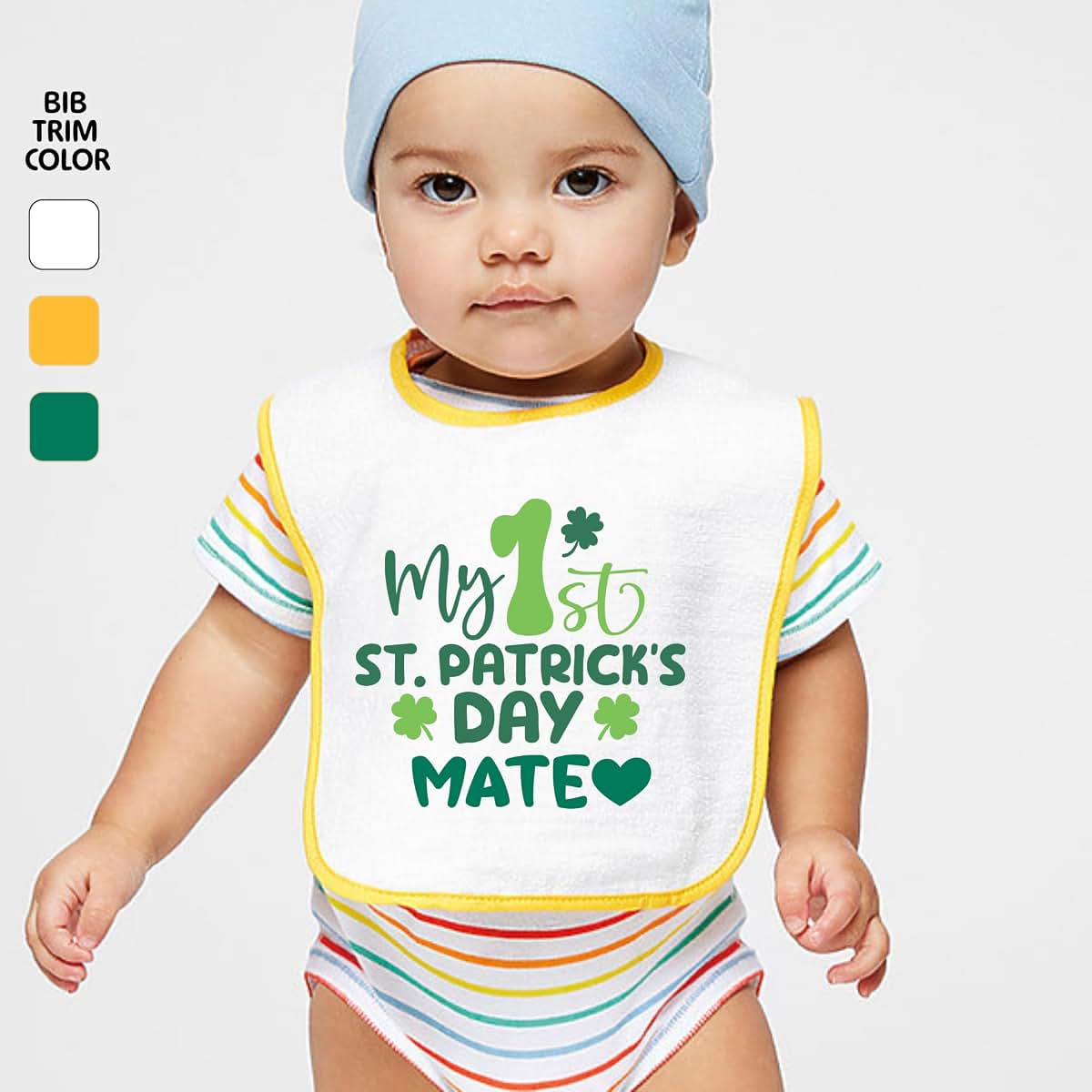 Smiling Jindo Personalized My 1st St. Patrick’s Day Baby Bib with Name – Custom First St Paddy’s Gift, Soft Cotton Terry (photo 2)