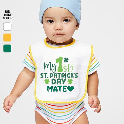 Smiling Jindo Personalized My 1st St. Patrick’s Day Baby Bib with Name – Custom First St Paddy’s Gift, Soft Cotton Terry (photo 2)