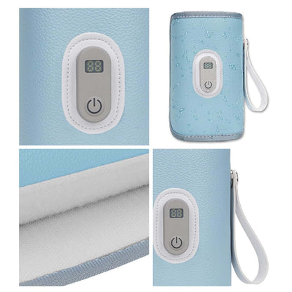 BabyOneStop Bottle Warmer with Smart Adjustable Warming, 8x14cm USB Portable Breast Milk Heater, Insulated Thermo Cover