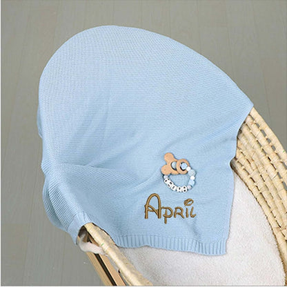 ZoikoM Personalized Knit Baby Blanket | Embroidery Gift for Baby Shower | Stroller Blanket | Monogrammed Newborn Baby (photo 4)