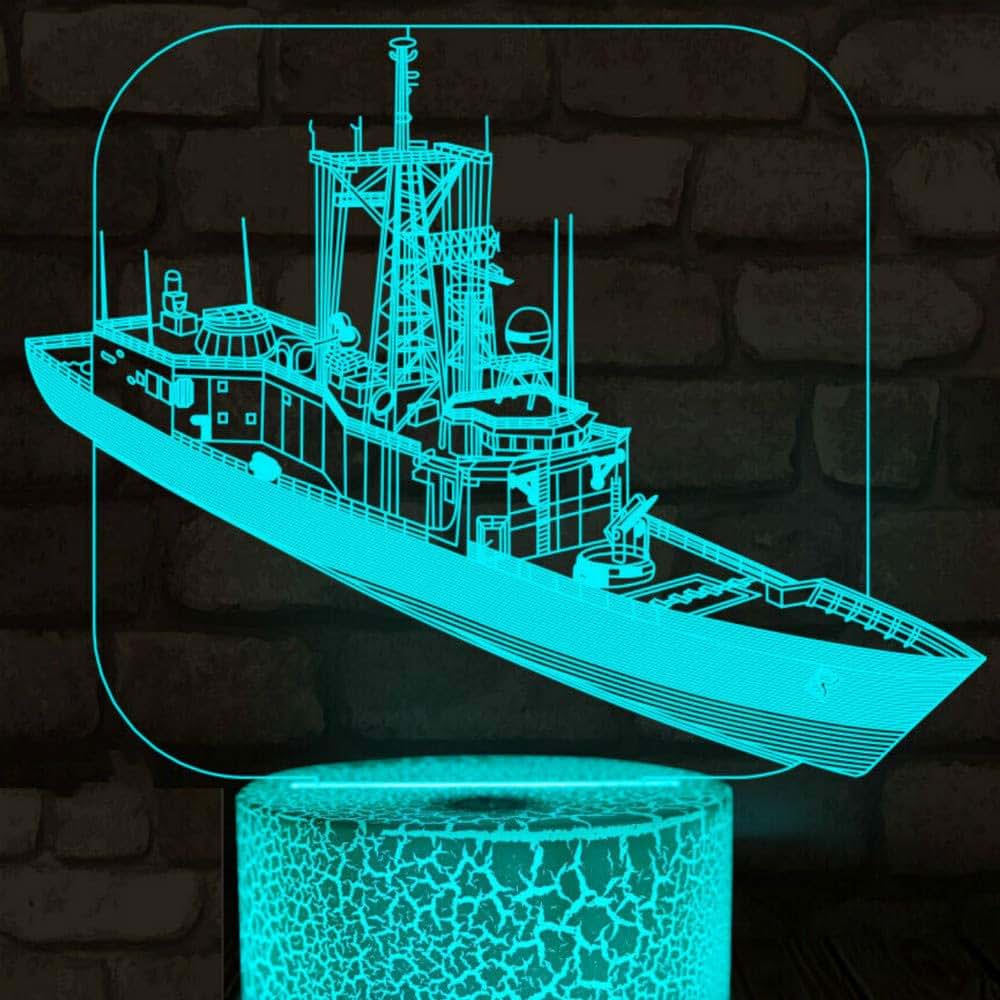 Jinnwell 3D Ship Boat Night Light Lamp Illusion Led Multicolor Table Desk Decoration Lamp