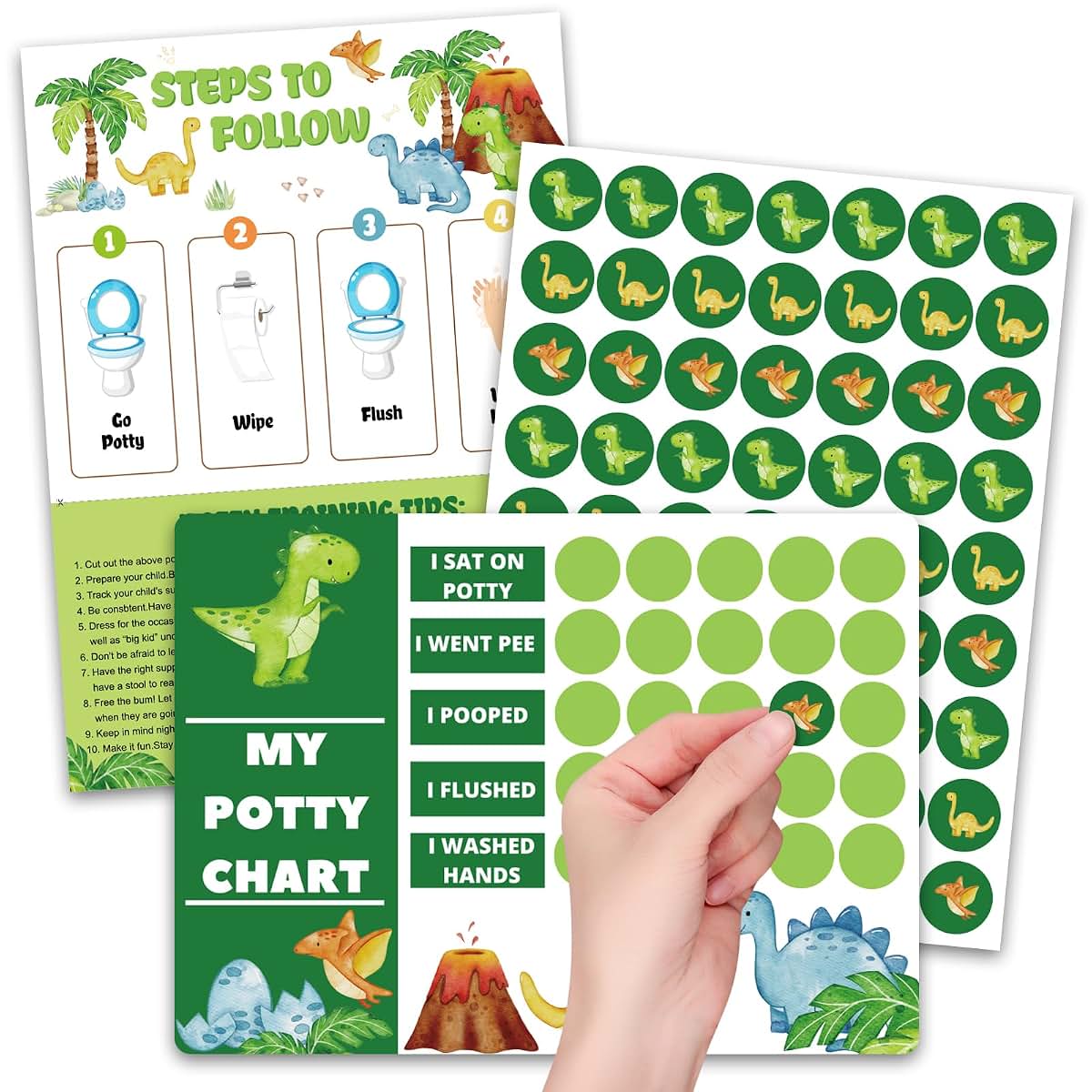 shouqiuzhonglv Potty Training Chart for Toddler - Dinosaur Potty Training Sticker Chart for Girls Boys Potty with