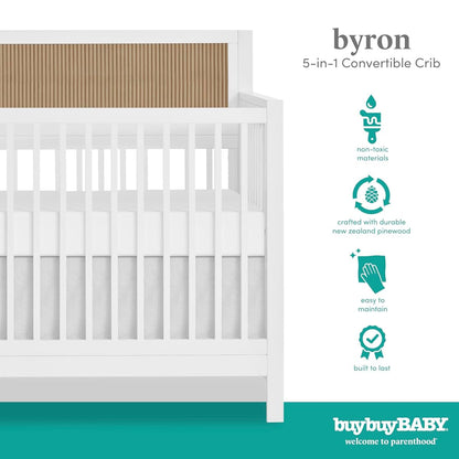 Evolur Byron 5-in-1 Convertible Full-Size Baby Crib in White and Chestnut (photo 3)