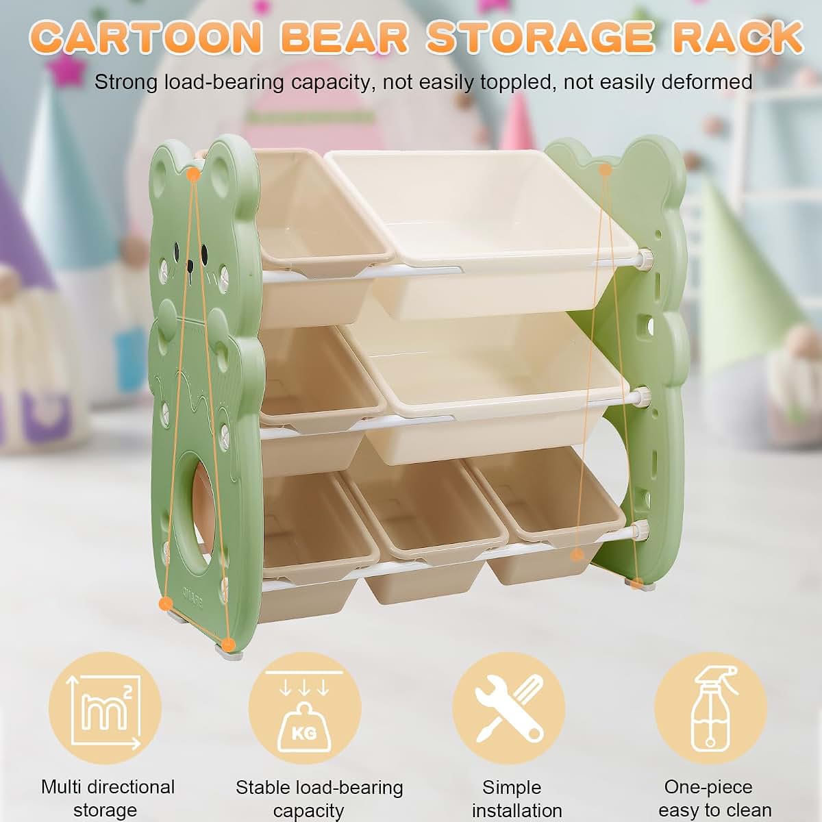PHSSHOP [Durable Storage] 3-Tier Stackable Plastic Storage Organizer | Modern Traditional Design for Toys, Books